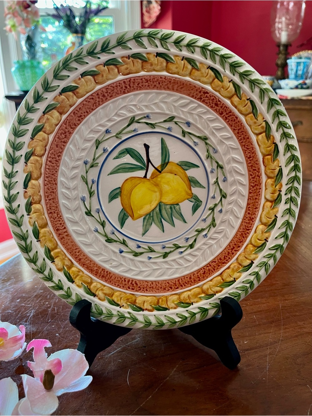 VTG Strata Group "Fresh 'N Fruity" Hand-Painted Salad Plate – Peach/Apricot